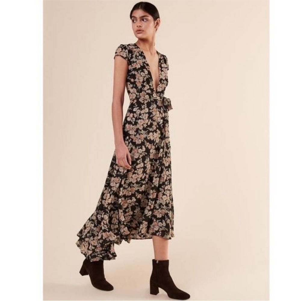 Reformation deep low V-neck floral wrap maxi dress NWT - Picture 11 of 13